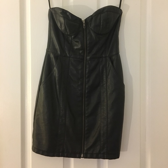 Divided Dresses & Skirts - Black Strapless Divided Faux Leather Dress (LBD)🖤